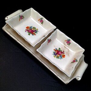 Vtg 30s Beauchin Ware Porcelain Vanity Dresser Set For Jewelry Condiments